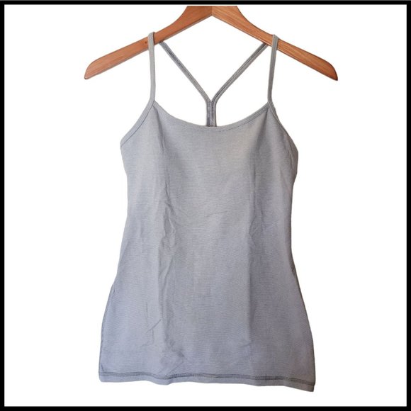 Lululemon Athletica Tank Top Size 6 Built in Bra Power Y Tank Luon Wee Stripe Gr - Picture 3 of 12